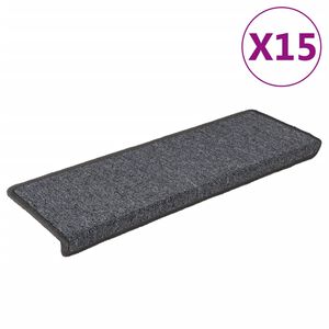 vidaXL Stair Tread | Set of 15 | Grey and black | 100% Polypropylene