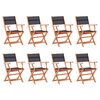 vidaXL Folding Chairs 8 pcs Black Solid Eucalyptus Wood&Textilene