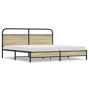 vidaXL Metal Bed Frame without Mattress Sonoma Oak 180x200 cm Super King