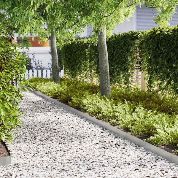 vidaXL Lawn Edging 10 pcs Silver 100 x 0.05 x 15 cm Galvanised Steel