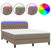 vidaXL Box Spring Bed with Mattress&LED Taupe 140x190cm Fabric
