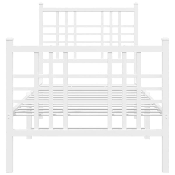 vidaXL Metal Bed Frame without Mattress with Footboard White 80x200cm