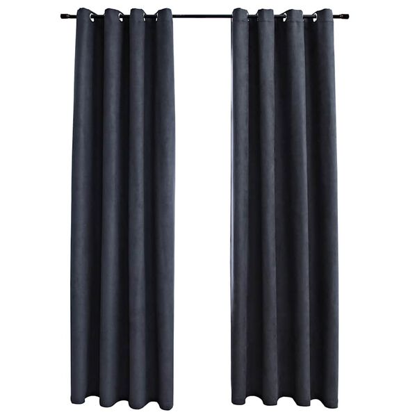 vidaXL Blackout Curtains with Metal Rings 2 pcs Anthracite 140x225 cm