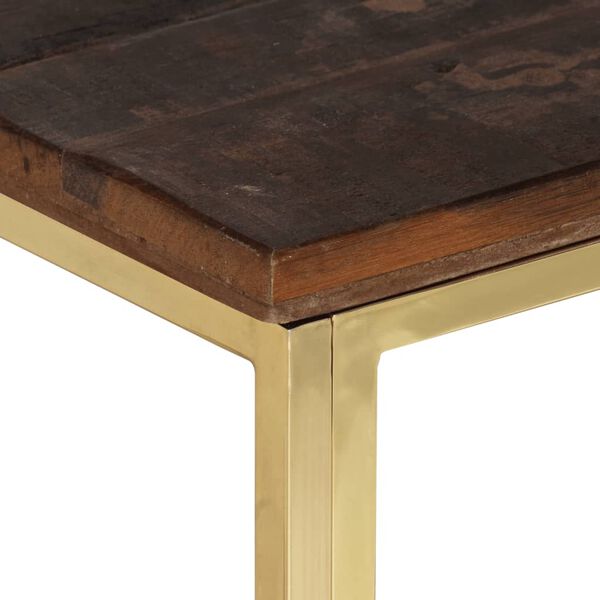 vidaXL Coffee Table Gold Stainless Steel and Solid Wood Sleeper