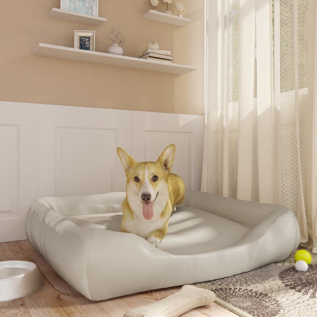 vidaXL Dog Bed Beige 80x68x23 cm Faux Leather vidaXL