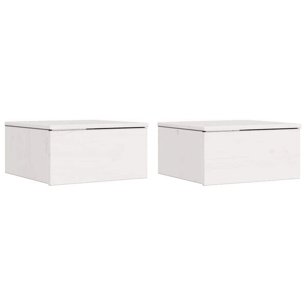 vidaXL Bedside Table 2 pcs White 37 x 35 x 18.5 cm Solid pine wood
