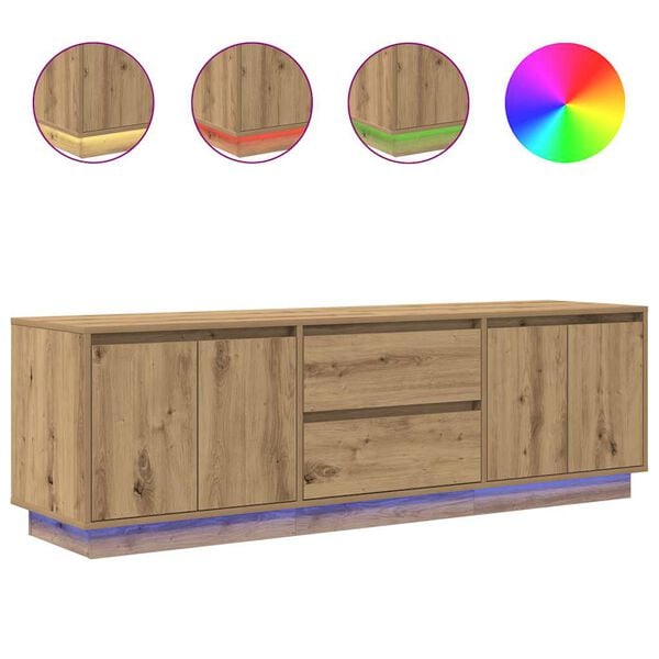 vidaXL TV Cabinet with LED Lights Artisan Oak 160.5x41x50 cm