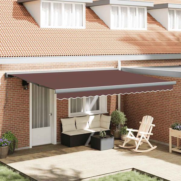 vidaXL Manual Retractable Awning Brown 450x300 cm
