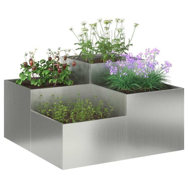 vidaXL Garden Planter Silver 100 x 100 x 48 cm Galvanised steel