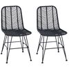 vidaXL Dining Chair 2 pcs Black 44 x 47 x 85 cm Rattan and Iron