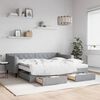 vidaXL Daybed with Trundle and Drawers Light Grey 90x190 cm Fabric