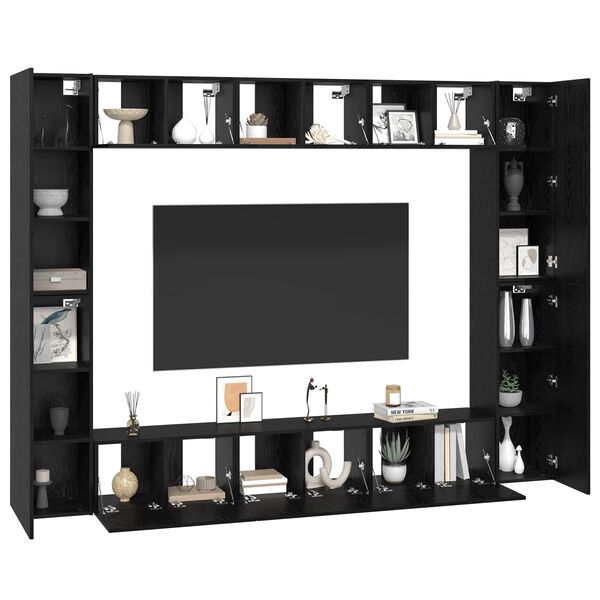 vidaXL TV Cabinet Set Wall-mounted 10 pcs Black Oak 30.5 x 30 x 90 cm