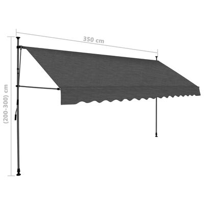 vidaXL Manual Retractable Awning with LED 350 cm Anthracite
