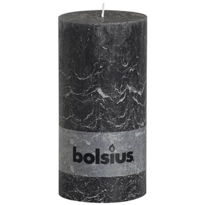 Bolsius Rustic Pillar Candle 200x100 mm Anthracite 4 pcs