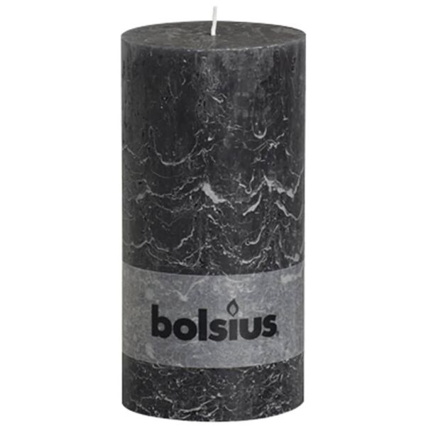 Bolsius Rustic Pillar Candle 200x100 mm Anthracite 4 pcs