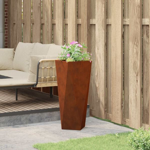 vidaXL Planter Rusty 30 x 30 x 75 cm Weathering Steel