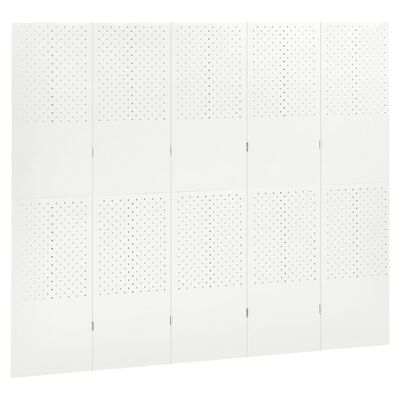 vidaXL 5-Panel Room Divider White 200x180 cm Steel