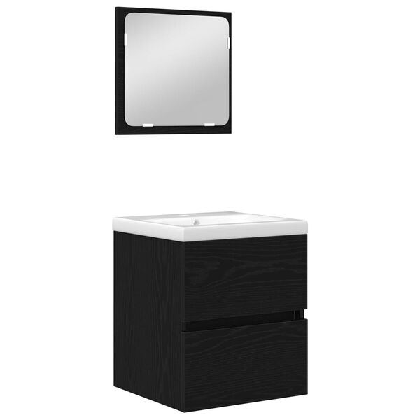 vidaXL Bathroom Furniture Set with Drawer 2 pcs Black Oak and White