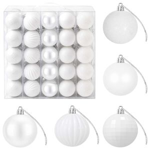 vidaXL Christmas Ball Set 75 pcs White 6 cm Polystyrene