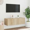 vidaXL TV Wall Cabinet with LED Lights Sonoma Oak 100x35x31 cm