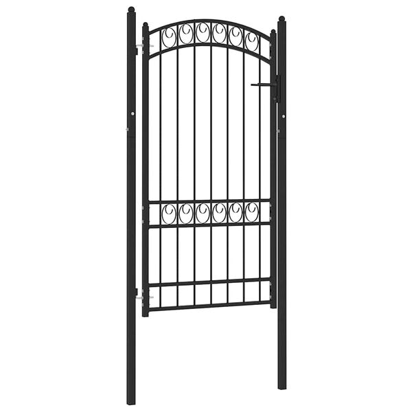 vidaXL Fence Gate Emmen with Arched Top Steel 100x123.5 cm Black