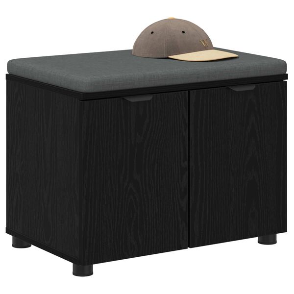 vidaXL Hall Bench with Cushion with Storage Black Oak 60 x 38 x 46 cm