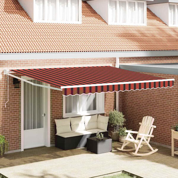 vidaXL Retractable Awning Red and Black 350 x 250 cm Fabric and Steel