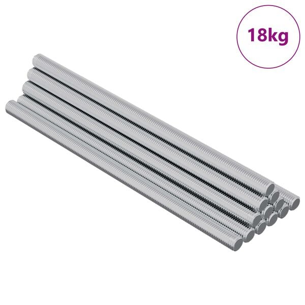 vidaXL Threaded Rods 900 pcs Silver Metal
