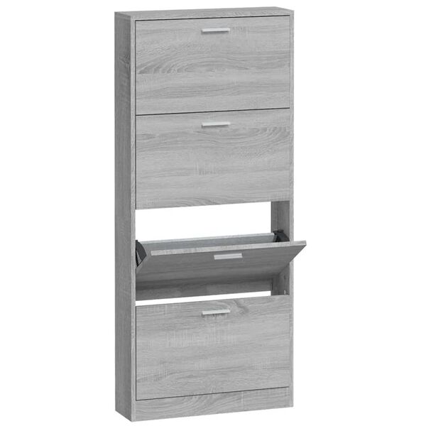 vidaXL Shoe Cabinet Grey Sonoma 59x17x150 cm Engineered Wood