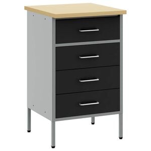 vidaXL Work Bench with Drawer Black and Grey 50 x 55 x 85 cm