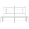 vidaXL Metal Bed Frame without Mattress with Headboard White 135x190cm