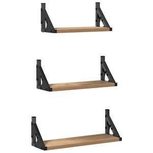 vidaXL Wall Shelf Wall-mounted with Storage 3 pcs Smoke Oak
