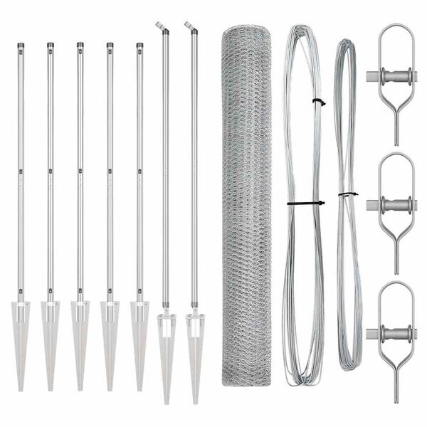 vidaXL Fence Post Silver 10 x 1.4 m (25 mm mesh) Steel