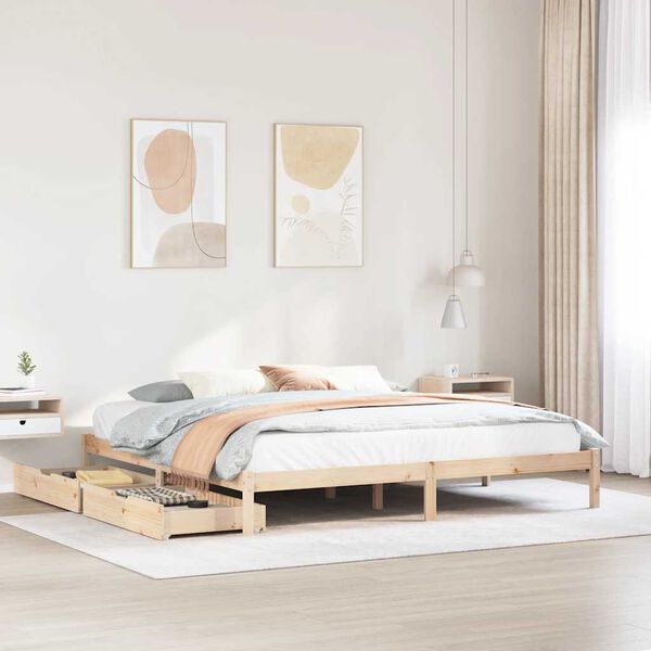 vidaXL Bed Frame without Mattress 180x200 cm Super King Solid Wood Pine