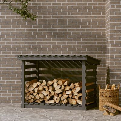 vidaXL Firewood Rack Grey 108x73x79 cm Solid Wood Pine