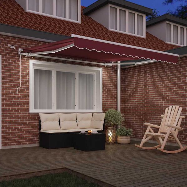 vidaXL Automatic Retractable Awning with LED Burgundy 300x250 cm