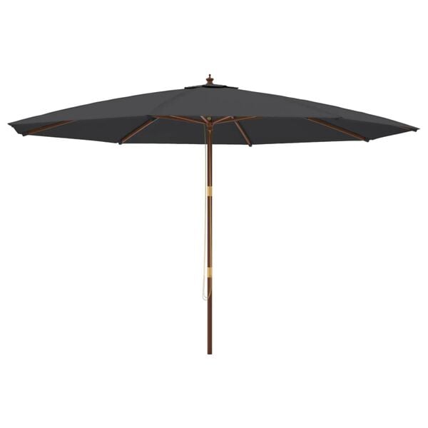 vidaXL Garden Parasol with Wooden Pole Black 400x273 cm