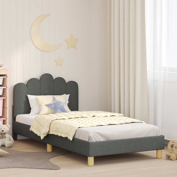vidaXL Children's Bed Frame with Headboard Dark Grey 90 x 190 cm