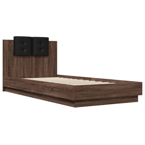 vidaXL Bed Frame with LED without Mattress Brown Oak 100x200 cm