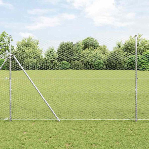 vidaXL Fence Post Silver 50 x 1.6 m (36 mm mesh) Steel