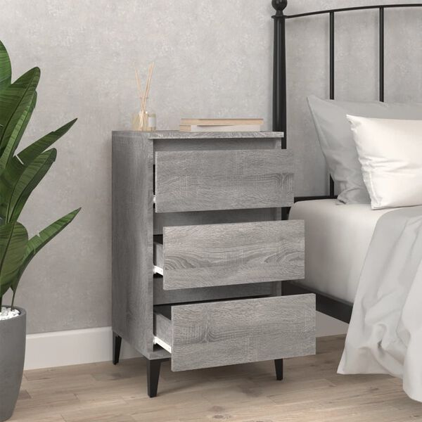 vidaXL Bedside Cabinet Grey Sonoma 40x35x70 cm Engineered Wood