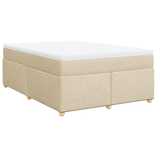 vidaXL Box Spring Bed with Mattress Cream 140x200 cm Fabric