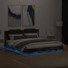 vidaXL Bed Frame with LED without Mattress Smoked Oak 180x200 cm Super King