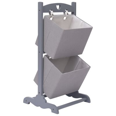 vidaXL 2-Layer Basket Rack Dark Grey 35x35x72 cm Wood
