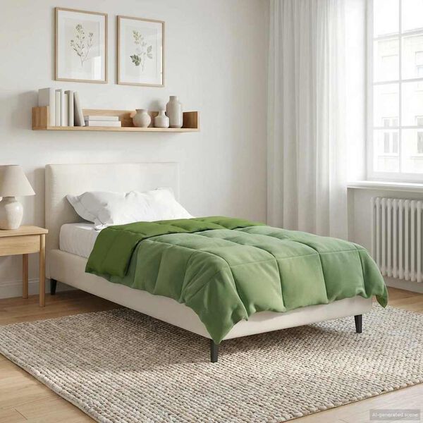 vidaXL Winter Duvet Quilted Green 155 x 200 cm Microfiber