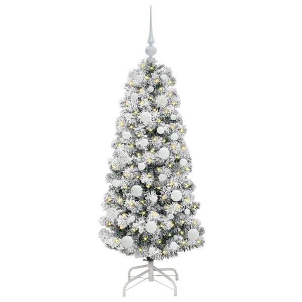 vidaXL Artificial Hinged Christmas Tree Green and White 120 cm