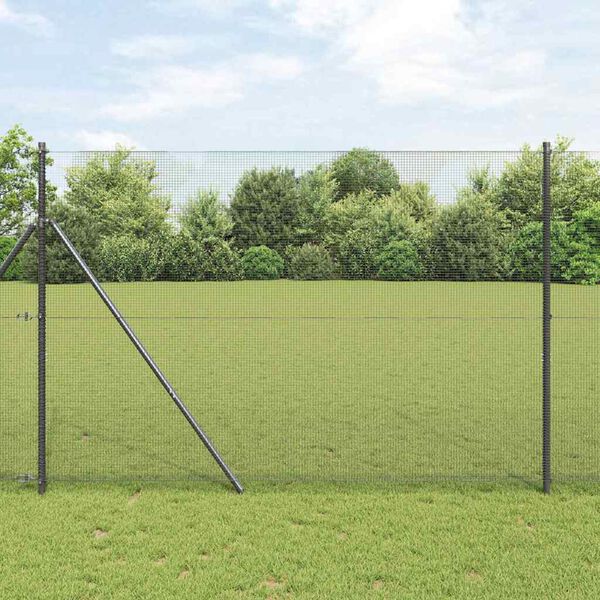 vidaXL Fence Post Grey 50 x 1.5 m (12 x 12 mm mesh) Steel and PVC