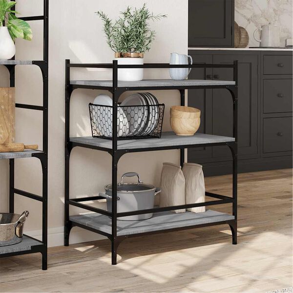 vidaXL Kitchen Trolley Grey Sonoma 65x40x86.5 cm Engineered Wood