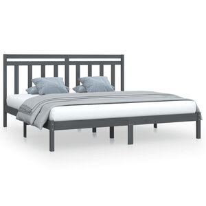 vidaXL Bed Frame without Mattress Grey 200x200 cm Solid Wood