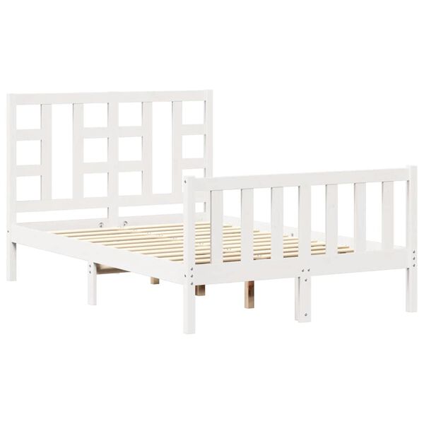 vidaXL Bed Frame without Mattress White Small Double Solid Wood Pine